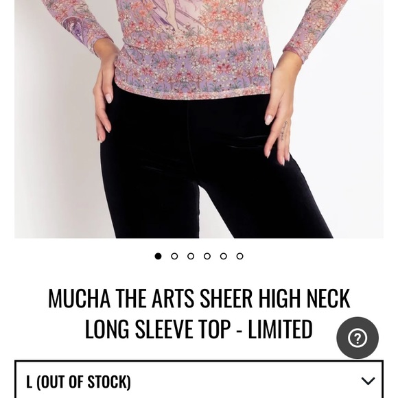 Blackmilk “MUCHA THE ARTS SHEER HIGH NECK LONG SLEEVE TOP” Size Large L NWT - Picture 3 of 16